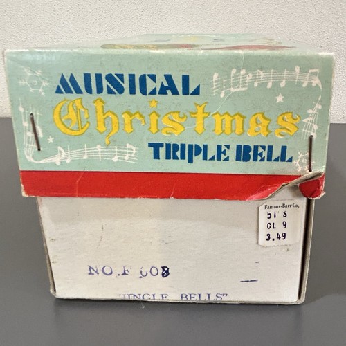 Vintage Appeso Musicale Natale Tripla Campana Suona Silent Night Giappone Scatola Orig - Foto 20 di 21