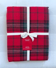 Williams Sonoma CLASSIC TARTAN PLAID Tablecloth 70” x 108” Red NWT