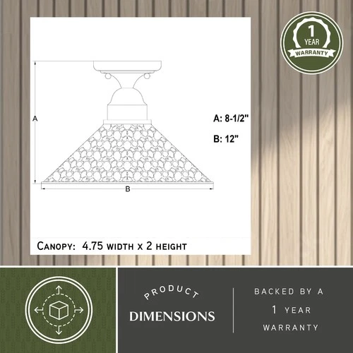 Vaxcel Lighting T0667 Outland 12"W Semi-Flush Outdoor Ceiling - Aged Iron / - Picture 8 of 12