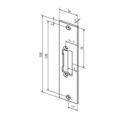 Assa Abloy Flachschließbl.21C VA ma ktg.B.34xL.150mm DIN L/R Assa Abloy effeff