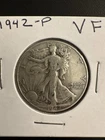 1942 P  Walking Liberty Half Dollar 90% Silver VF Details