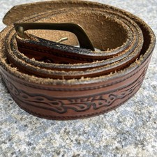 Vintage Genuine Leather Tooled Western Belt Brown Size 40 USA Made