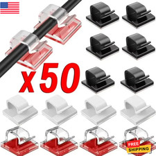 50Pcs Cable Clips Self-Adhesive Cord Management Wire Holder Organizer Clamp US