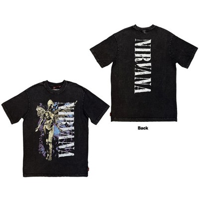 Nirvana Unplugged T-Shirt: In Utero Angel Wash (Black) (Back Print) OFFICIAL NE
