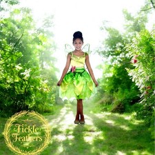 DISNEY TINKER BELL Child Size 8-10 Medium 2-pc. Costume w/Wings - BNIP
