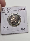 1949 P SILVER Roosevelt Dime ☆ 90% SILVER ☆ Original Rainbow Toned ☆