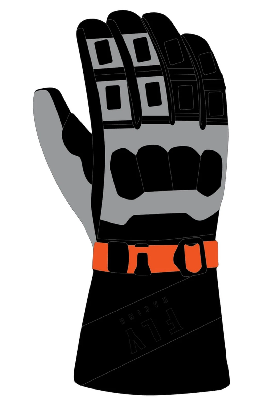 Fly Racing Glacier Mens Snow Gloves Black/Gray/Orange
