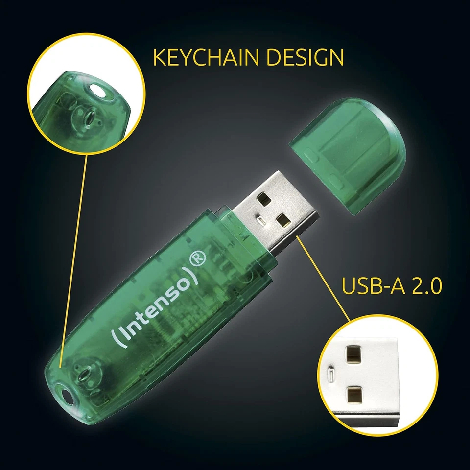 Intenso 3502460 8GB Rainbow USB 2.0 Flash Drive - Transparent Green 8GB Green - Image 2 of 4
