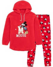 Disney Red Mickey Mouse Long Sleeve Long Leg Pyjama Set Womens