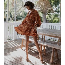 Spell & The gypsy Collective S Aurora Long Sleeve Playdress - Burnt Ember