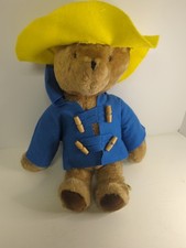 Vintage 1975 Paddington Bear Plush 14  Eden Toys USA Yellow Hat Blue Coat