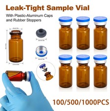 100/500/1000Pcs 10ml Glass Vials Amber Headspace Vials with Caps Sample Vials