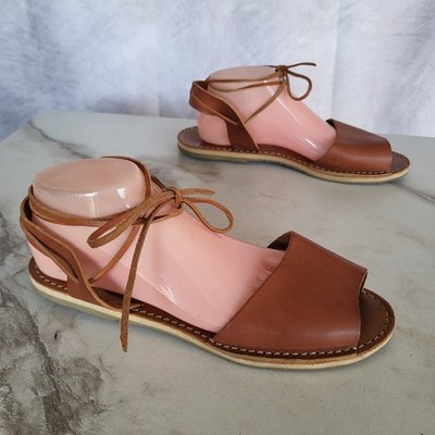 Crupon Lace Up Sandals Size 41 Brown Women's