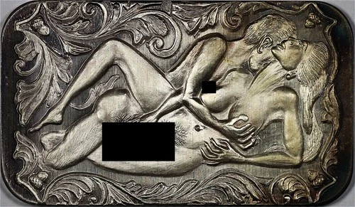 Vintage 1974 USSC Mark IV Kama Sutra Lovers 1 oz .999 Fine Silver Adult Art Bar
