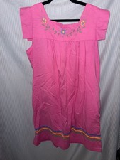 Vintage Anne Leslie Pink Embroidered Flutter Sleeve Dress Size XS
