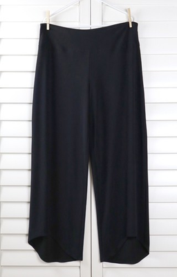 #ad SYMPLI $190 Solid Black Slinky Stretch Unique Cuff Pull On Pants Size 16 $54.99