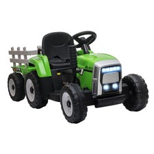 Battery-Powered Aosom Kids Tractor with Detachable Trailer, Remote Control,