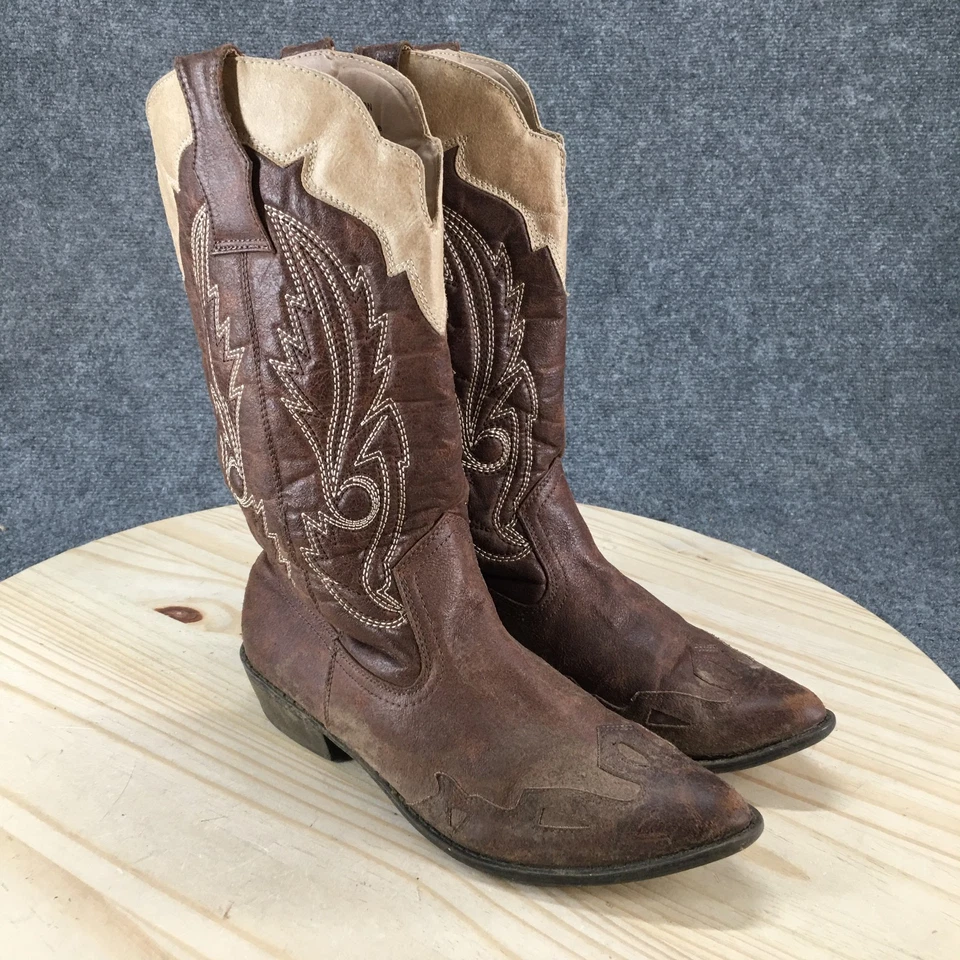 Botas de Vaquero Coconuts Cimmaron Western para Mujer 8.5M Marrón Tostado Cuero Sintético Pull On Foto 3 de 4
