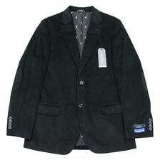 Nautica Sport Coat 38R Mens Modern Fit Black Stretch Corduroy Elbow Patch Blazer