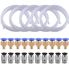 SIQUK 5 Pieces Teflon Tube PTFE Tubing (1M) with 10 Pieces PC4-M6 Fittings and 1