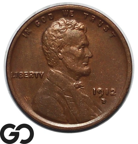 1912-D Lincoln Cent Wheat Penny, Choice AU