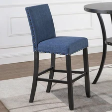 Roundhill Furniture Biony Fabric 16"W X 23"D X 44"H, 29" Seat Height, Blue