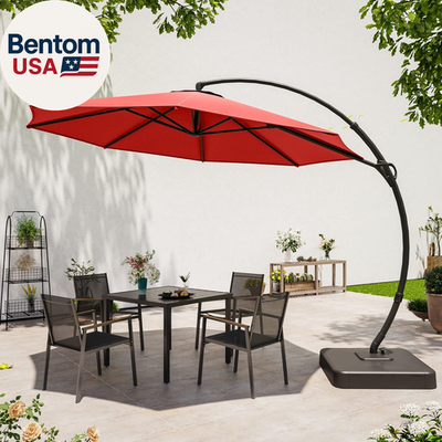 Outdoor Patio Umbrella with Base Included, 11 FT Deluxe Curvy Cantilever  Umbrell | eBay