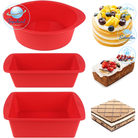 Silikon Kuchenform Set HitzebestäNdig Rot Quadratisch 3 StüCk Backform
