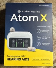Audien Hearing Atom x Wireless Rechargeable OTC Hearing Aids **NEW**