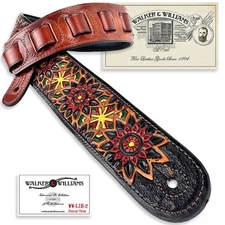 Walker And Williams LIH-2 Hand Carved Premium Tan Leather Zodiac Guitar Strap