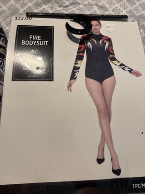 KBW New Fire Bodysuit Costume Size Adult Large 10-12 Halloween Cosplay Dress Up