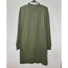 GAP Women’s Olive Green Mock Neck Sweatshirt Dress Size M Tall Cotton Blend
