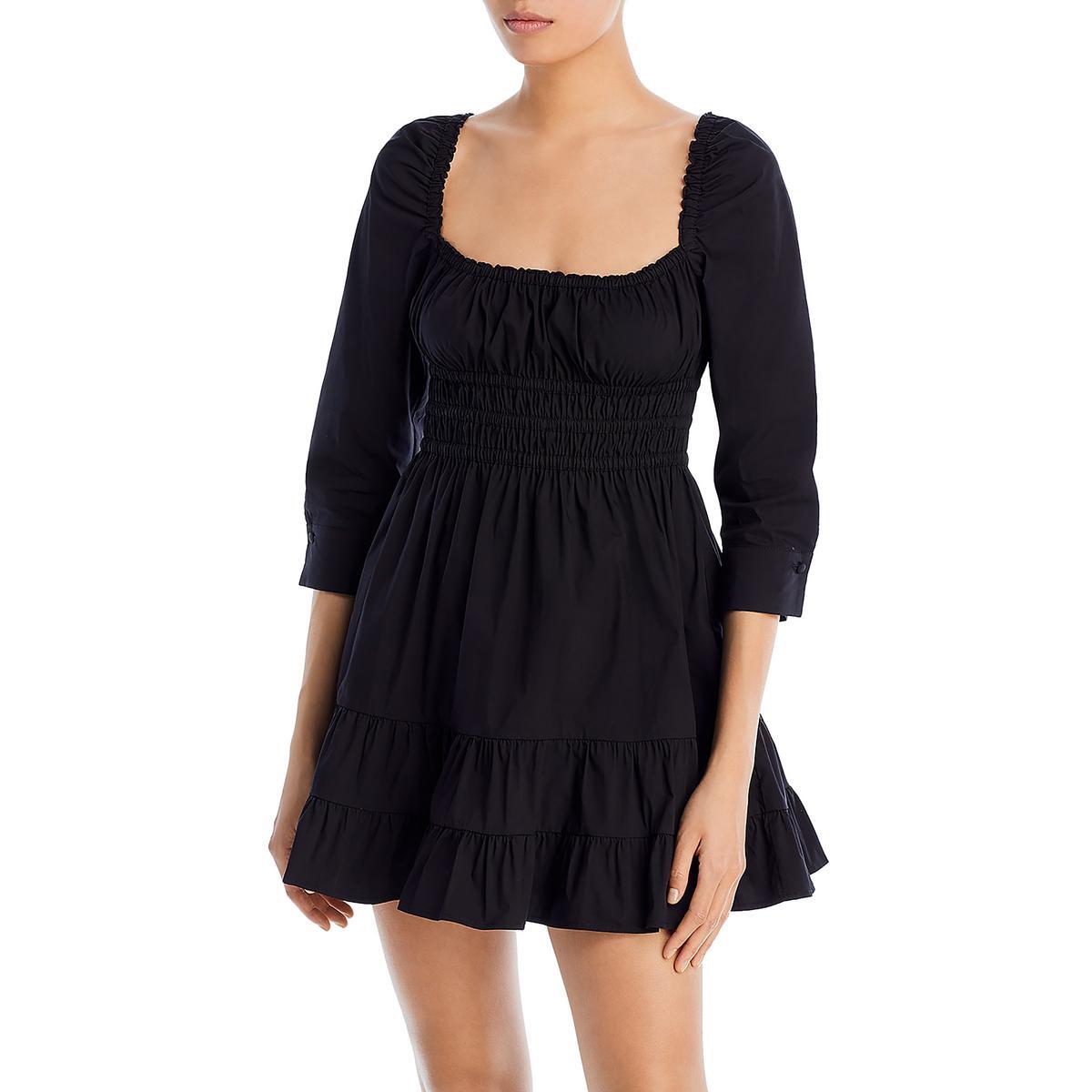 Женское черное короткое дневное мини-платье Aqua с квадратным вырезом S BHFO 8345