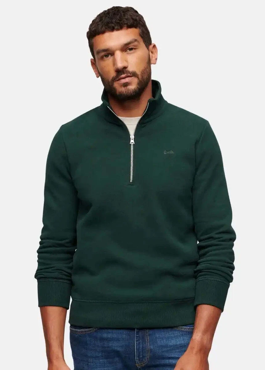 Superdry Vintage Logo Essential Half Zip Sweatshirt Forest Green