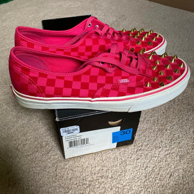 VANS AUTHENTIC CHECKERBOARD FLOCKED CHECKER PINK SIZE 10 Excellent Custom | eBay