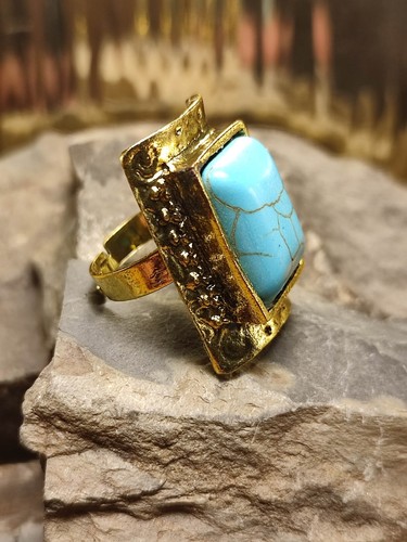 Damen Cocktail Ring in Gold im Retro Design Handarbeit Verstellbar sehr schön - Picture 2 of 5
