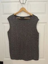Jones Wear Womens L Silver Gray Shimmery Sleeveless Shell Evening Out Party Top