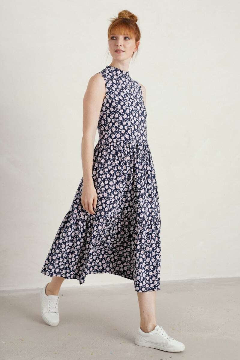 Seasalt Women's Dress navy Willowherb Dress Regular Flower Chain