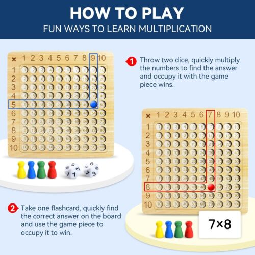 Wooden Multiplication Board Math Game for Kids 8-12, Math... - Picture 4 of 9