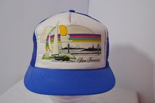 VTG 80s San Francisco Sail Boat Golden Gate Rainbow Snapback Trucker Hat Cap