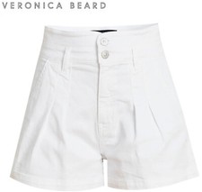 VERONICA BEARD Shorts Women sz 27/4 White Denim JAYLEN Jean Pleated NWT