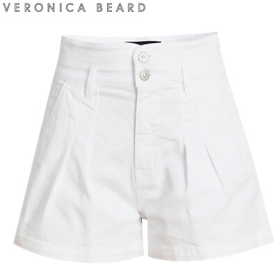 sz 26 NWT VERONICA BEARD Shorts JAYLEN White Denim Jean Women Pleated High  Rise