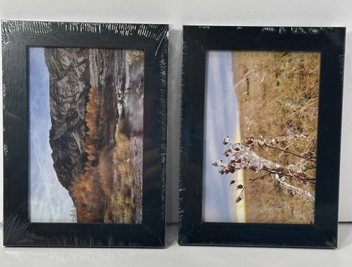 2 New Black 4 x 6 Easel Back PICTURE FRAMES w/Glass - Engineered Wood