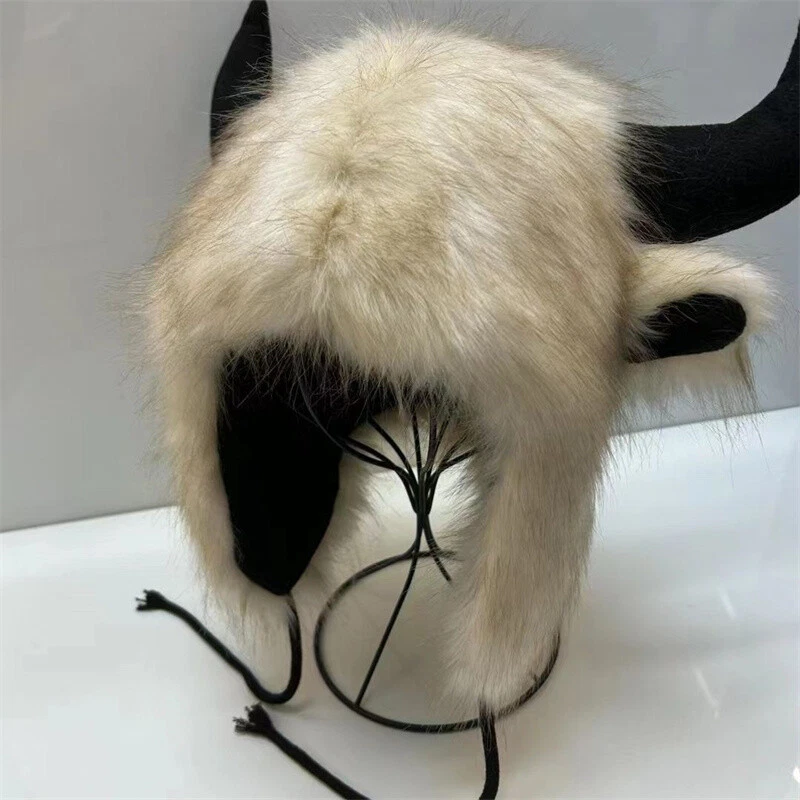 OX Sheep Horn Hat Warm Winter Cute Windproof Cold Proof Christmas Cotton Hat - Image 4 of 4