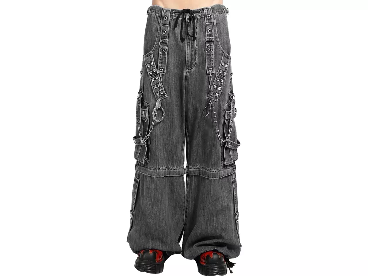 Unisex Grey Denim Tripp Pants, GothicPants with chain and Handcuffs, Punk  Pants