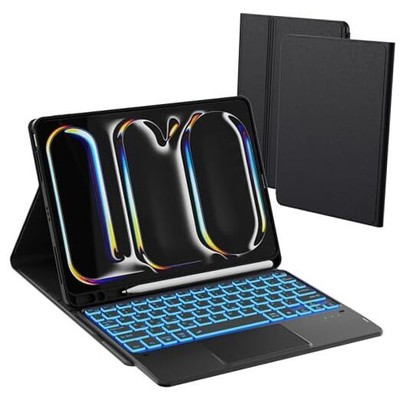 for 2024 iPad Pro 11-inch (M4) Case with Keyboard - 7 Color Backlit Detachable 