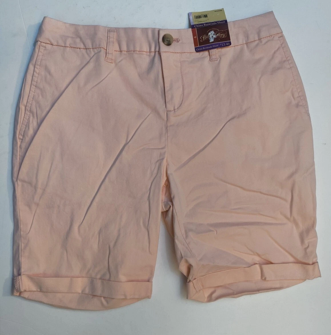 Faded Glory Peach Whisper Women s Chino Bermuda Shorts Size 4 NWT
