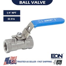 1/4" Inch NPT Stainless Steel 316 Ball Valve REDUCED Port 1000 WOG Lockable