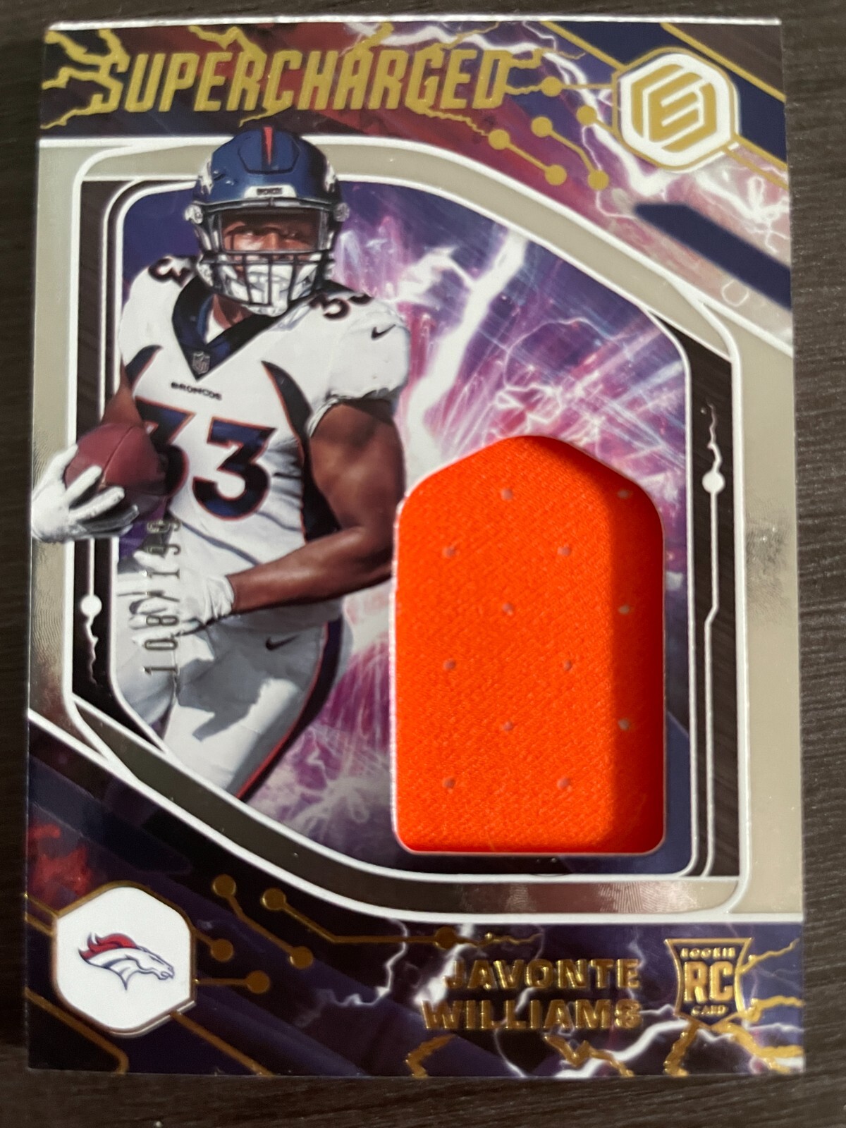 Javonte Williams Panini Elements Supercharged Relics #JWI Base