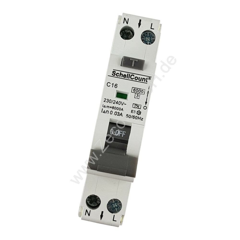 RCBO Fehlerstromschutzschalter B16A 30mA 6kA – FI/LS-Schalter Kombiniert, 1TE, Für Deine Elektroinstallation